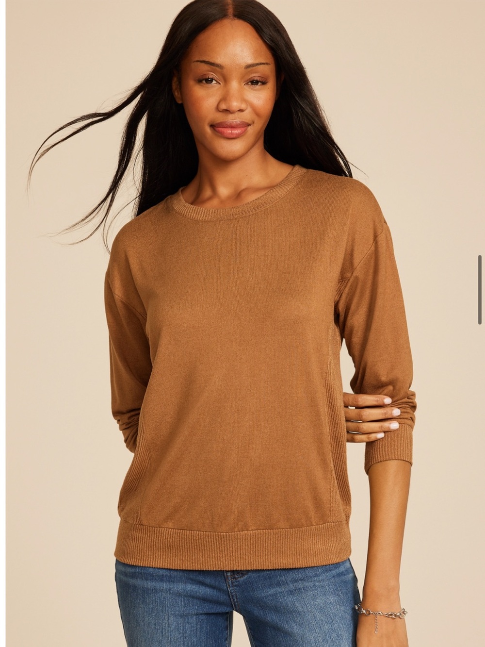 Maurice’s 247 Crewneck Sweater in Camel Brown - Picture 1 of 7